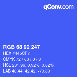 カラーコード: RGB 68 92 247 | qconv.com