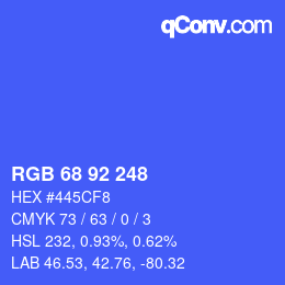 カラーコード: RGB 68 92 248 | qconv.com