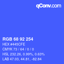 カラーコード: RGB 68 92 254 | qconv.com