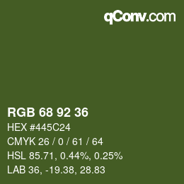 カラーコード: RGB 68 92 36 | qconv.com
