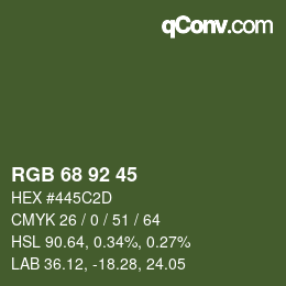 カラーコード: RGB 68 92 45 | qconv.com