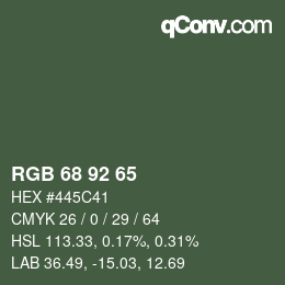 カラーコード: RGB 68 92 65 | qconv.com