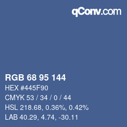 Color code: RGB 68 95 144 | qconv.com