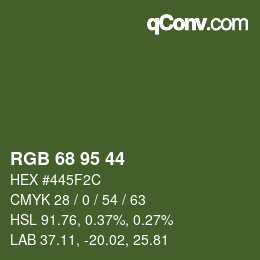 Farbcode: RGB 68 95 44 | qconv.com