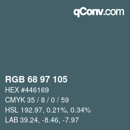 Color code: RGB 68 97 105 | qconv.com