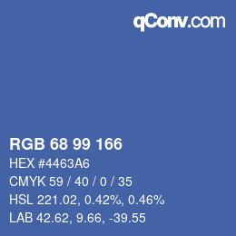 Color code: RGB 68 99 166 | qconv.com