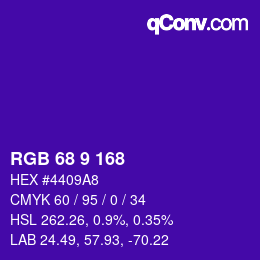 カラーコード: RGB 68 9 168 | qconv.com