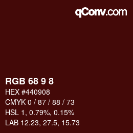 Color code: RGB 68 9 8 | qconv.com