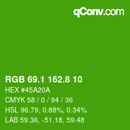 颜色代码: RGB 69.1 162.8 10 | qconv.com