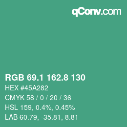 Color code: RGB 69.1 162.8 130 | qconv.com