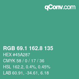 Color code: RGB 69.1 162.8 135 | qconv.com