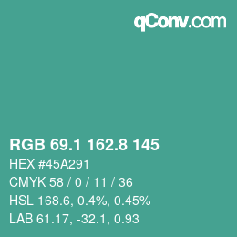 Color code: RGB 69.1 162.8 145 | qconv.com