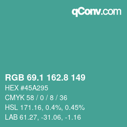 Color code: RGB 69.1 162.8 149 | qconv.com