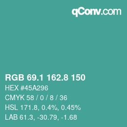Color code: RGB 69.1 162.8 150 | qconv.com