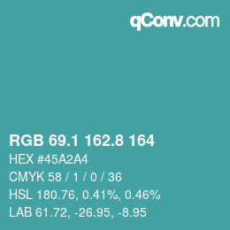 Color code: RGB 69.1 162.8 164 | qconv.com