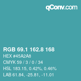 Color code: RGB 69.1 162.8 168 | qconv.com