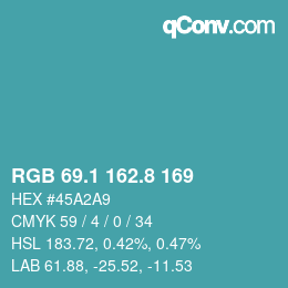 Farbcode: RGB 69.1 162.8 169 | qconv.com