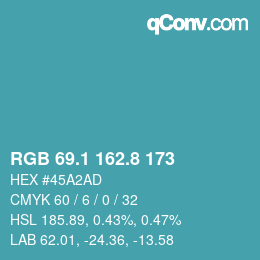 Color code: RGB 69.1 162.8 173 | qconv.com