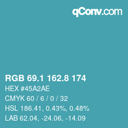 Code couleur: RGB 69.1 162.8 174 | qconv.com
