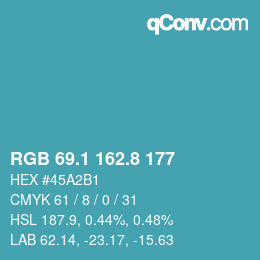 カラーコード: RGB 69.1 162.8 177 | qconv.com