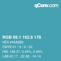 Farbcode: RGB 69.1 162.8 178 | qconv.com