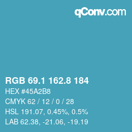 カラーコード: RGB 69.1 162.8 184 | qconv.com