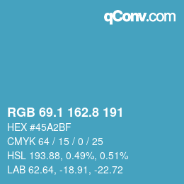 カラーコード: RGB 69.1 162.8 191 | qconv.com