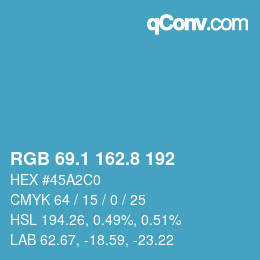 Color code: RGB 69.1 162.8 192 | qconv.com