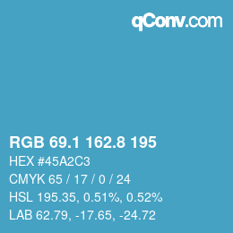 カラーコード: RGB 69.1 162.8 195 | qconv.com