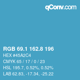 カラーコード: RGB 69.1 162.8 196 | qconv.com