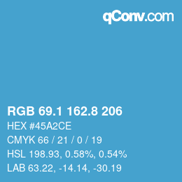 Color code: RGB 69.1 162.8 206 | qconv.com