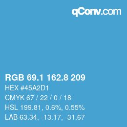 カラーコード: RGB 69.1 162.8 209 | qconv.com