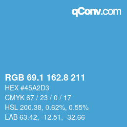Color code: RGB 69.1 162.8 211 | qconv.com