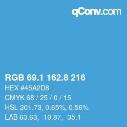 カラーコード: RGB 69.1 162.8 216 | qconv.com