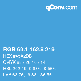 カラーコード: RGB 69.1 162.8 219 | qconv.com