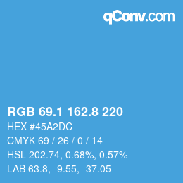 Color code: RGB 69.1 162.8 220 | qconv.com