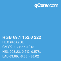 Color code: RGB 69.1 162.8 222 | qconv.com