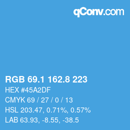 Color code: RGB 69.1 162.8 223 | qconv.com