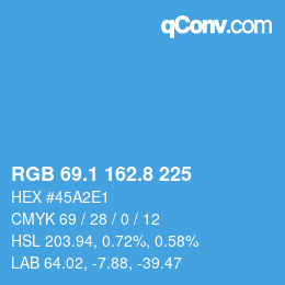 カラーコード: RGB 69.1 162.8 225 | qconv.com