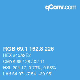 Color code: RGB 69.1 162.8 226 | qconv.com