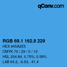カラーコード: RGB 69.1 162.8 229 | qconv.com