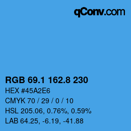 Color code: RGB 69.1 162.8 230 | qconv.com