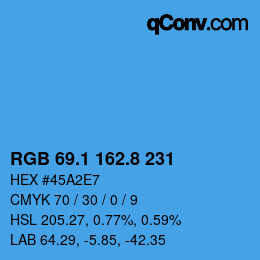 Color code: RGB 69.1 162.8 231 | qconv.com