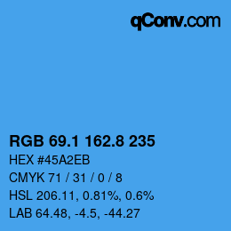 Color code: RGB 69.1 162.8 235 | qconv.com