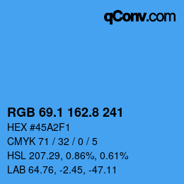 Color code: RGB 69.1 162.8 241 | qconv.com