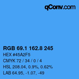 Color code: RGB 69.1 162.8 245 | qconv.com