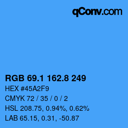 カラーコード: RGB 69.1 162.8 249 | qconv.com