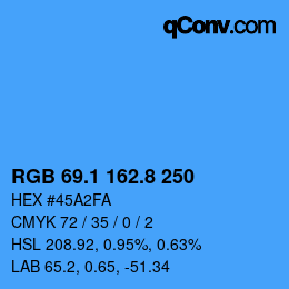 Farbcode: RGB 69.1 162.8 250 | qconv.com