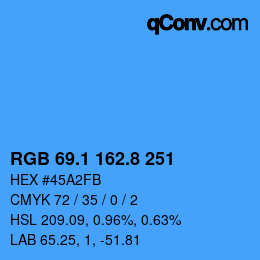 カラーコード: RGB 69.1 162.8 251 | qconv.com