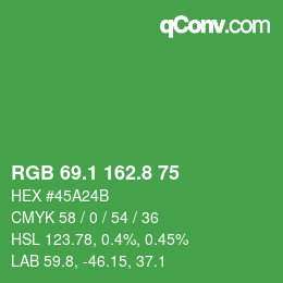 カラーコード: RGB 69.1 162.8 75 | qconv.com